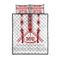 Toitu Te Tiriti Waitangi Quilt Bed Set White Wharenui House - Polynesian Pride