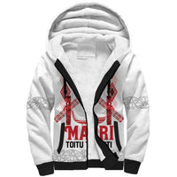 Toitu Te Tiriti Waitangi Sherpa Hoodie White Wharenui House LT9 Unisex white - Polynesian Pride