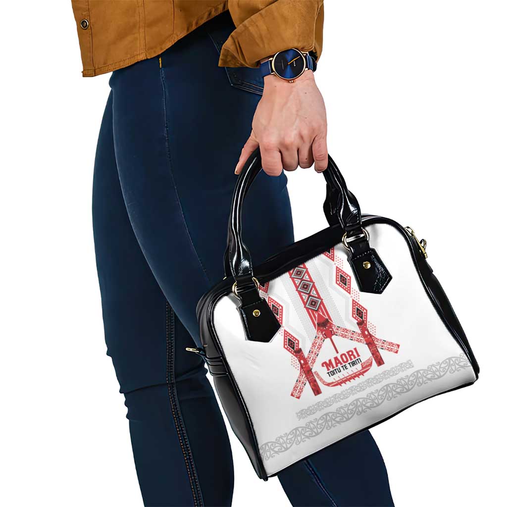 Toitu Te Tiriti Waitangi Shoulder Handbag White Wharenui House LT9 - Polynesian Pride