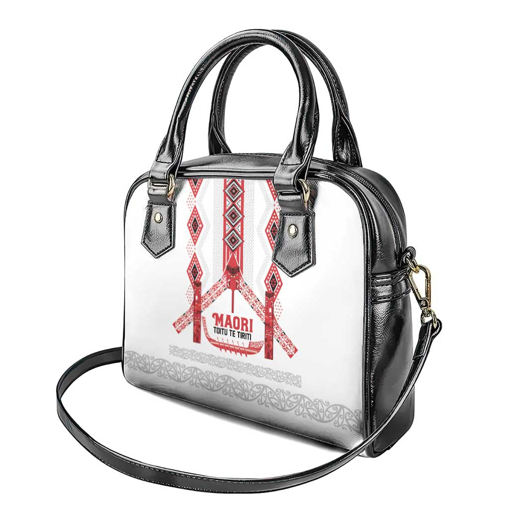 Toitu Te Tiriti Waitangi Shoulder Handbag White Wharenui House LT9 - Polynesian Pride