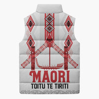 Toitu Te Tiriti Waitangi Sleeveless Puffer Jacket White Wharenui House LT9 - Polynesian Pride