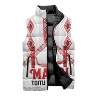 Toitu Te Tiriti Waitangi Sleeveless Puffer Jacket White Wharenui House LT9 - Polynesian Pride