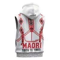 Toitu Te Tiriti Waitangi Sleeveless Zip Hoodie White Wharenui House LT9 - Polynesian Pride