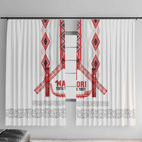 Toitu Te Tiriti Waitangi Window Curtain White Wharenui House LT9 With Hooks white - Polynesian Pride