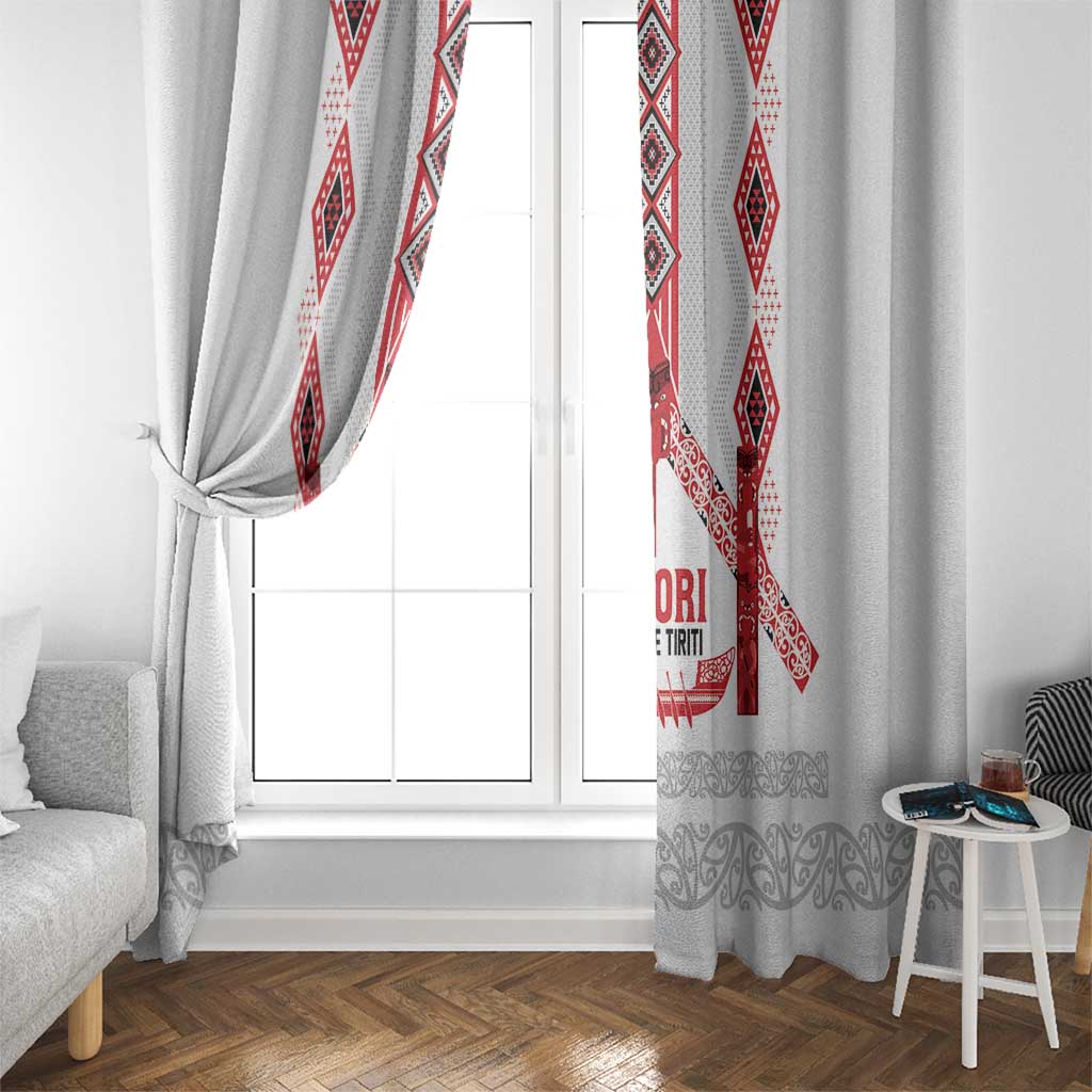 Toitu Te Tiriti Waitangi Window Curtain White Wharenui House LT9 - Polynesian Pride