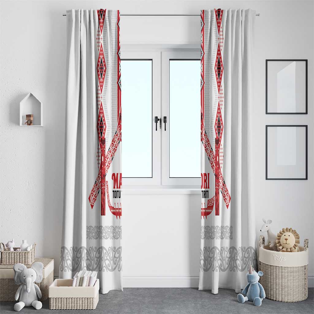 Toitu Te Tiriti Waitangi Window Curtain White Wharenui House LT9 - Polynesian Pride