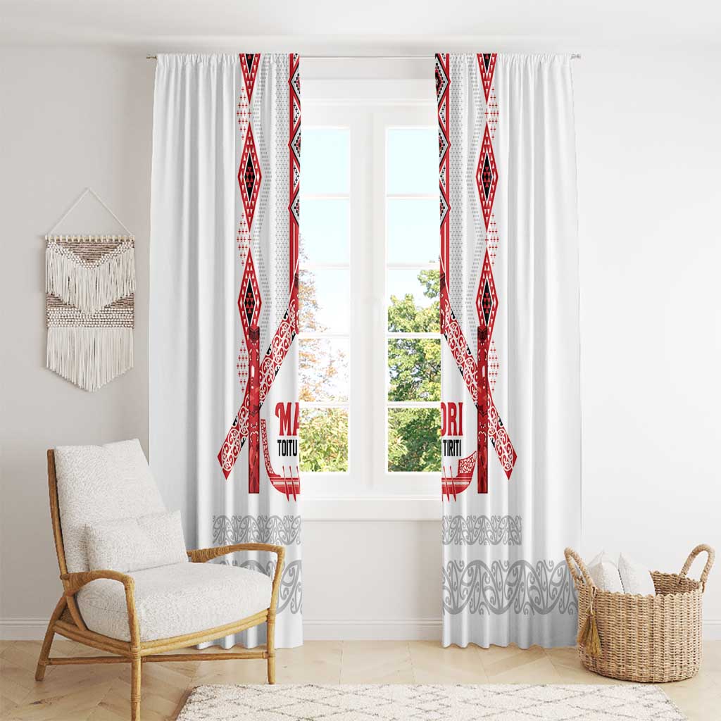 Toitu Te Tiriti Waitangi Window Curtain White Wharenui House LT9 - Polynesian Pride