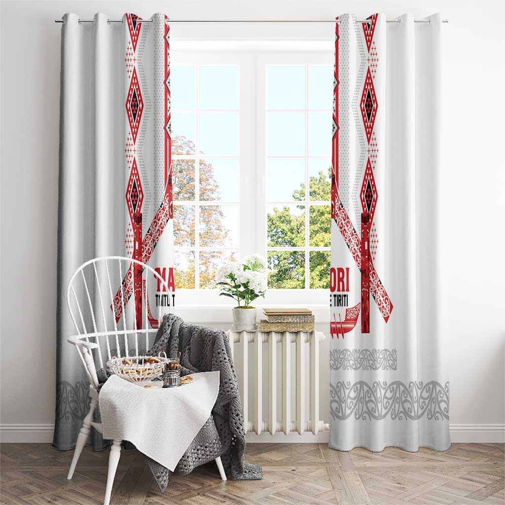 Toitu Te Tiriti Waitangi Window Curtain White Wharenui House LT9 - Polynesian Pride