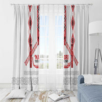 Toitu Te Tiriti Waitangi Window Curtain White Wharenui House LT9 - Polynesian Pride