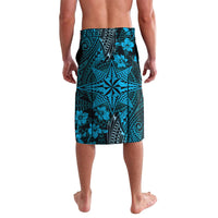 Vintage Tonga Tribal Ngatu Pattern Lavalava With Pacific Floral Aqua Art