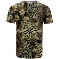 Vintage Tonga Tribal Ngatu Pattern T Shirt With Pacific Floral Brown Art LT9 - Polynesian Pride