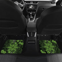 Vintage Tonga Tribal Ngatu Pattern Car Mats With Pacific Floral Lime Green Art