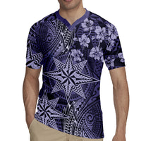 Vintage Tonga Tribal Ngatu Pattern Rugby Jersey With Pacific Floral Pink Art