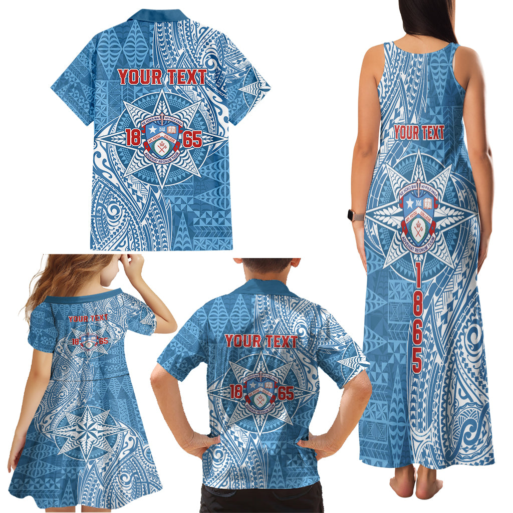Personalised Tonga Apifo'ou College Family Matching Tank Maxi Dress and Hawaiian Shirt Since 1865 Special Kupesi Pattern