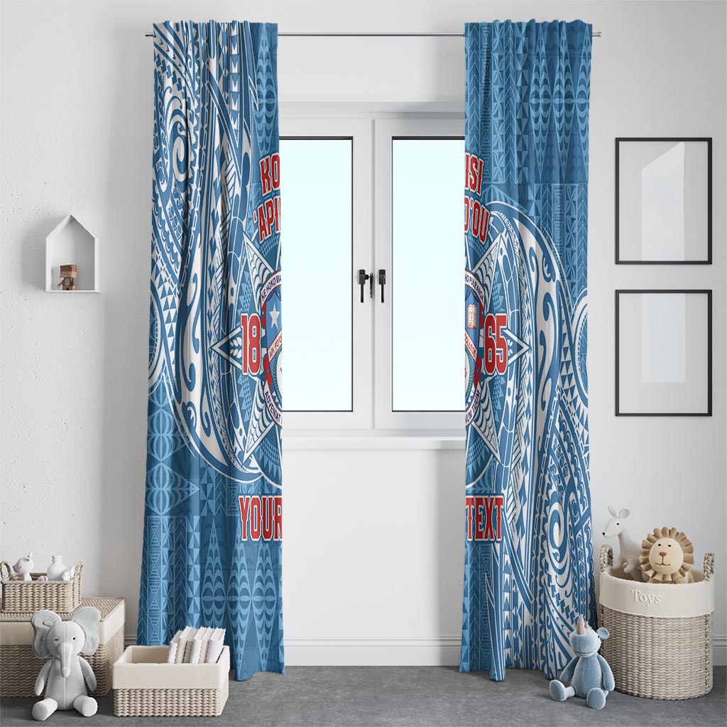 Personalised Tonga Apifo'ou College Window Curtain Since 1865 Special Kupesi Pattern