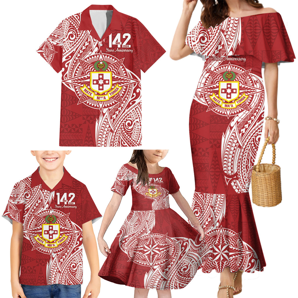 Personalised Kolisi Tonga Atele 142nd Anniversary Family Matching Mermaid Dress and Hawaiian Shirt Special Kupesi Pattern