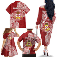 Personalised Kolisi Tonga Atele 142nd Anniversary Family Matching Off The Shoulder Long Sleeve Dress and Hawaiian Shirt Special Kupesi Pattern