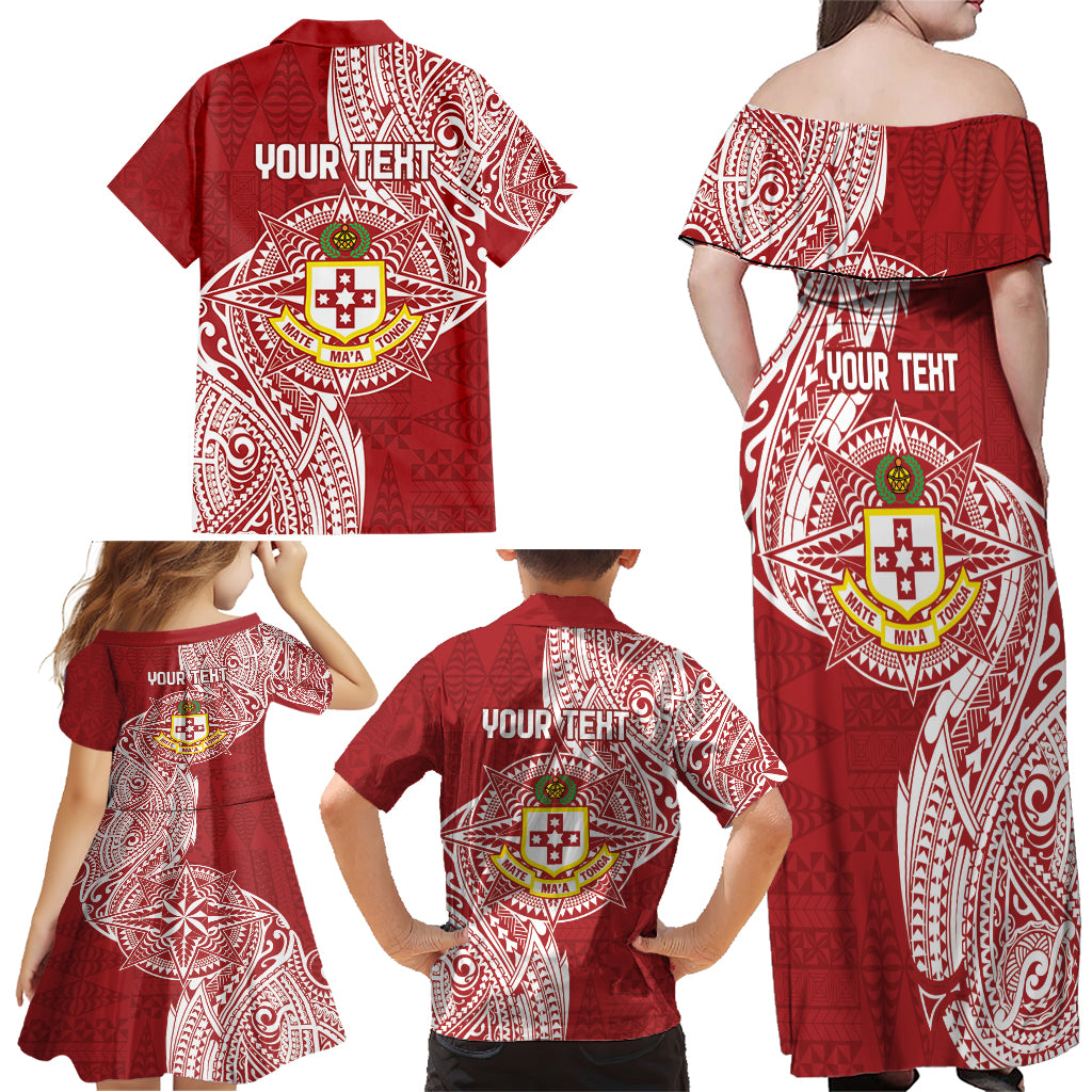 Personalised Kolisi Tonga Atele 142nd Anniversary Family Matching Off Shoulder Maxi Dress and Hawaiian Shirt Special Kupesi Pattern