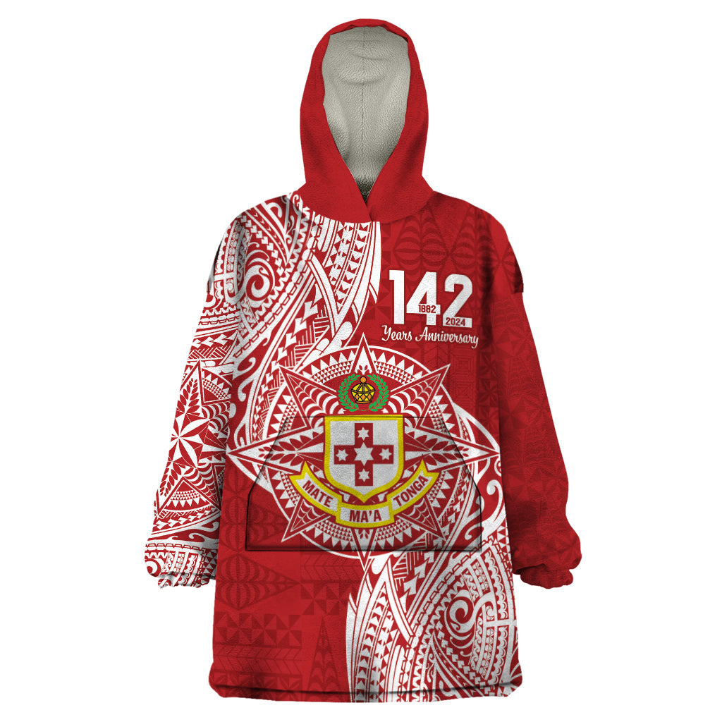 Personalised Kolisi Tonga Atele 142nd Anniversary Wearable Blanket Hoodie Special Kupesi Pattern LT9 One Size White - Polynesian Pride