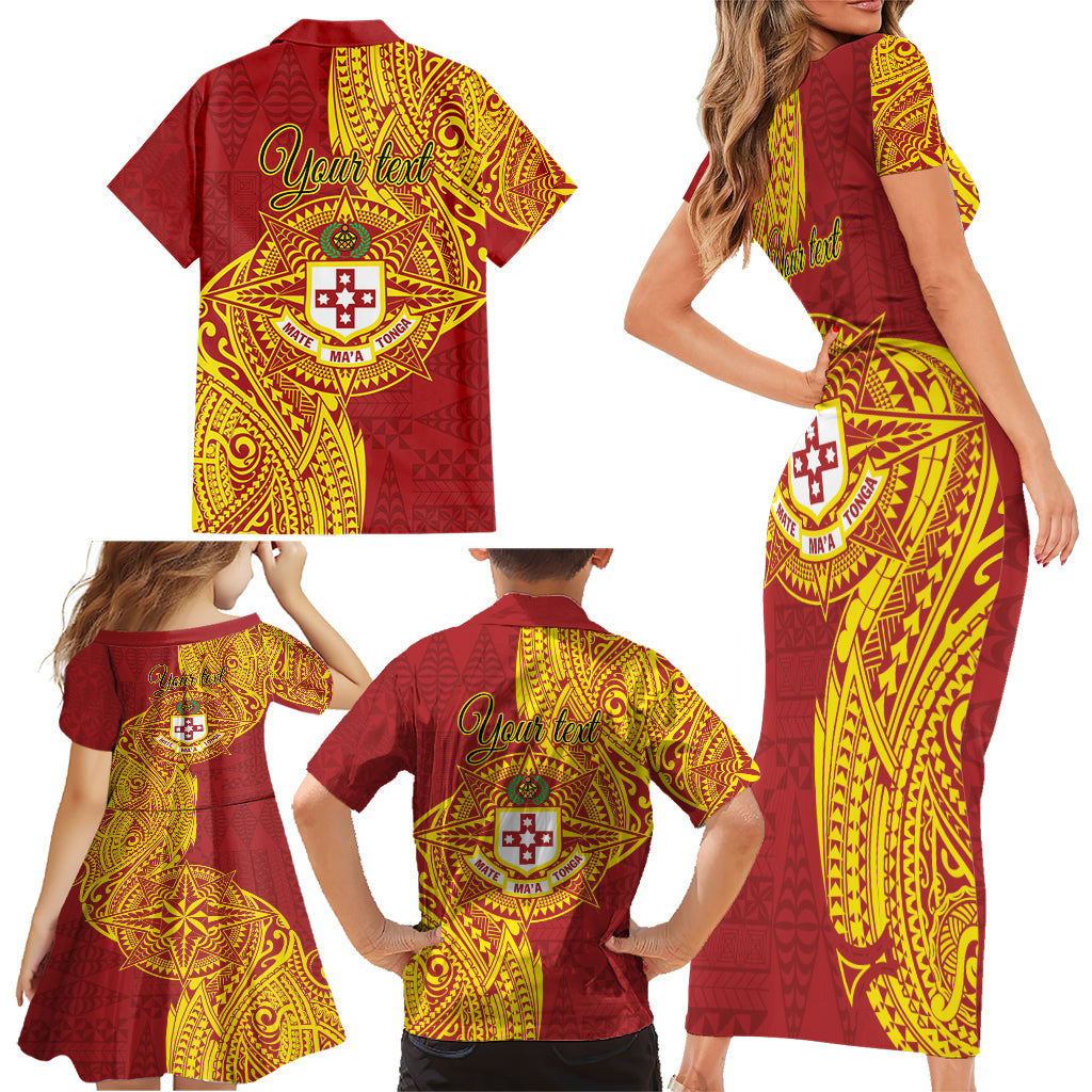 Personalised Kolisi Tonga Atele Family Matching Short Sleeve Bodycon Dress and Hawaiian Shirt Since 1882 Simple Ngatu Pattern