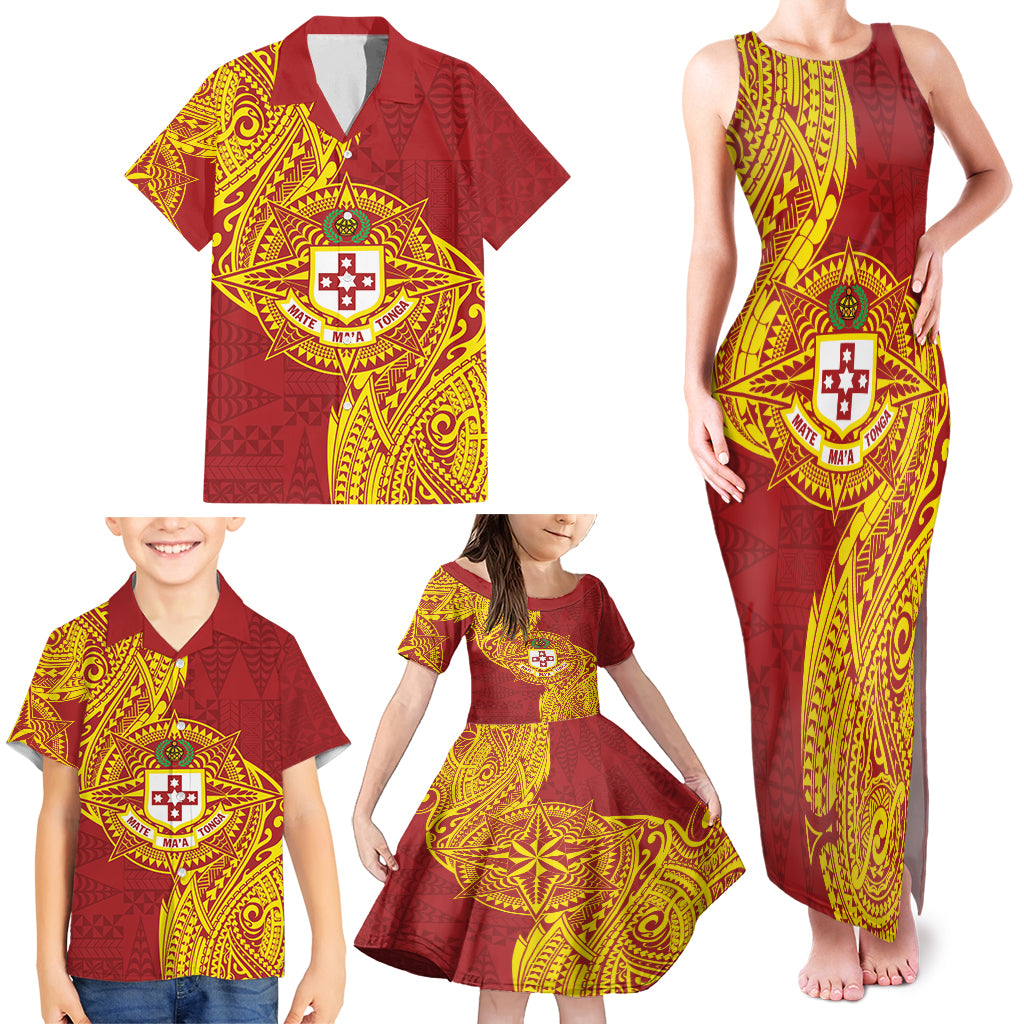 Personalised Kolisi Tonga Atele Family Matching Tank Maxi Dress and Hawaiian Shirt Since 1882 Simple Ngatu Pattern