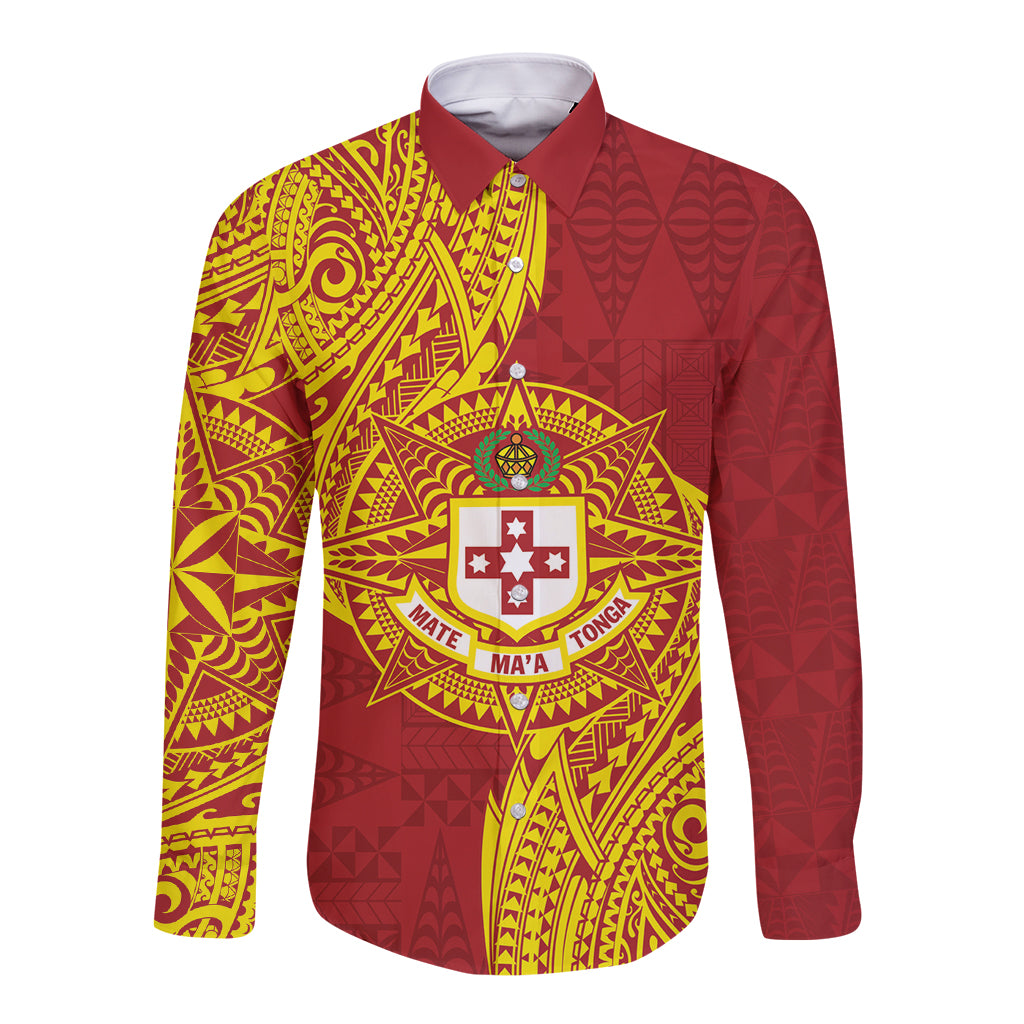 Personalised Kolisi Tonga Atele Long Sleeve Button Shirt Since 1882 Simple Ngatu Pattern