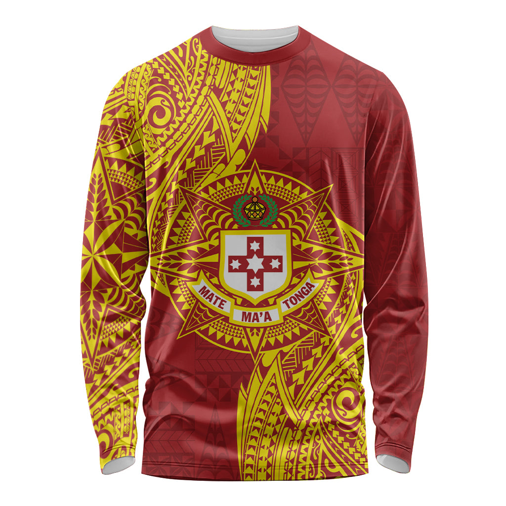 Personalised Kolisi Tonga Atele Long Sleeve Shirt Since 1882 Simple Ngatu Pattern