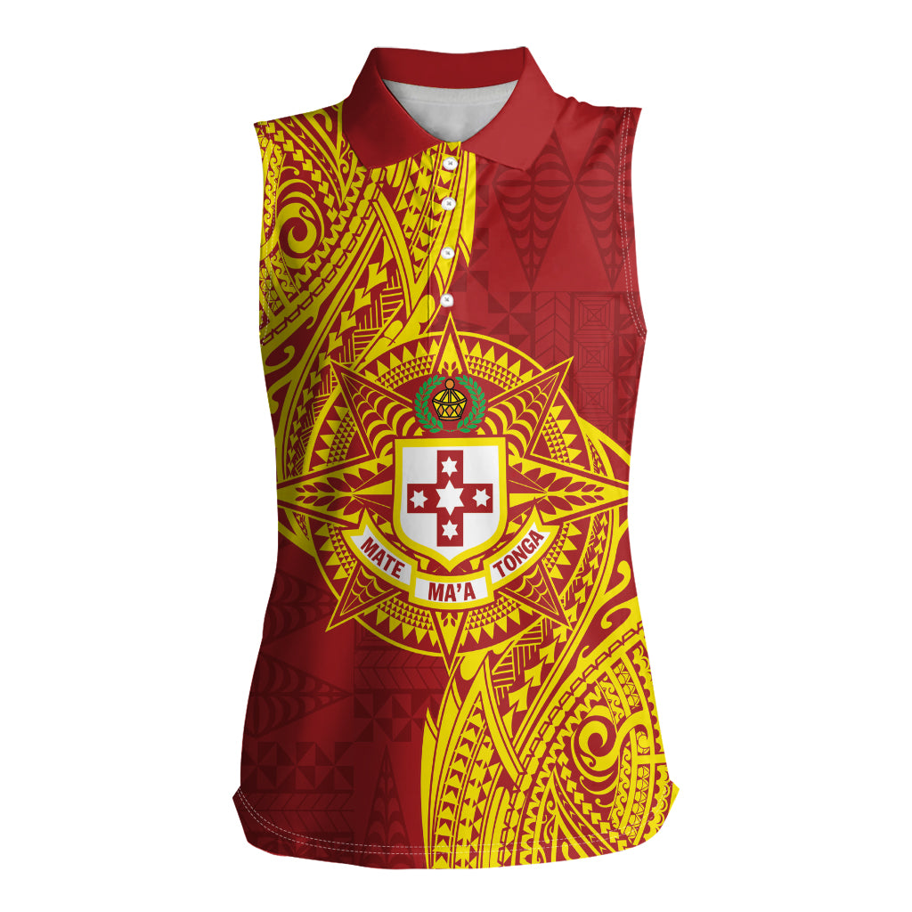 Personalised Kolisi Tonga Atele Women Sleeveless Polo Shirt Since 1882 Simple Ngatu Pattern