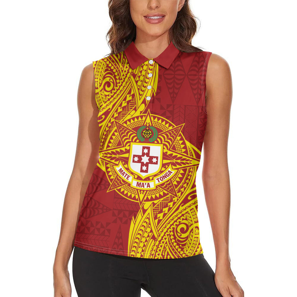 Personalised Kolisi Tonga Atele Women Sleeveless Polo Shirt Since 1882 Simple Ngatu Pattern