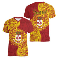 Personalised Kolisi Tonga Atele Women V-Neck T-Shirt Since 1882 Simple Ngatu Pattern