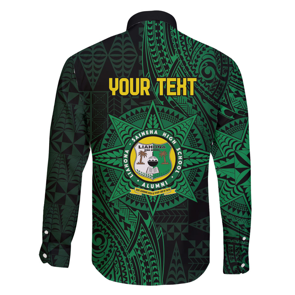 Personalised Tonga Liahona High School 76th Anniversary Family Matching Long Sleeve Bodycon Dress and Hawaiian Shirt Special Kupesi Pattern