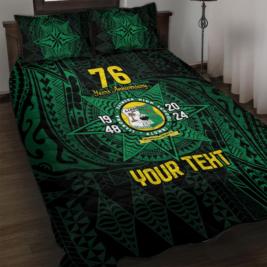 Personalised Tonga Liahona High School 76th Anniversary Quilt Bed Set Special Kupesi Pattern