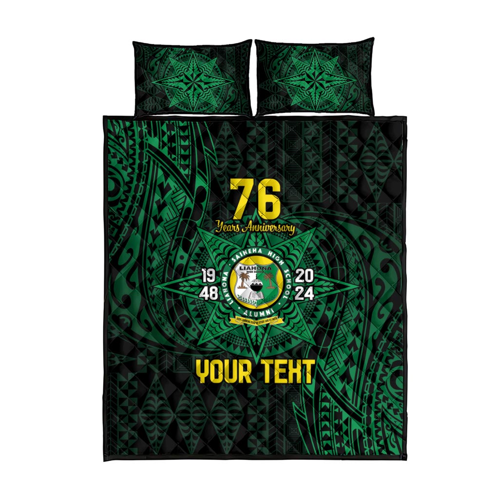 Personalised Tonga Liahona High School 76th Anniversary Quilt Bed Set Special Kupesi Pattern