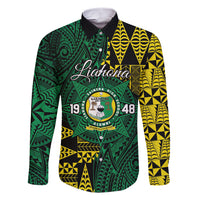 Personalised Tonga Liahona High School Family Matching Short Sleeve Bodycon Dress and Hawaiian Shirt Since 1948 Special Kupesi Pattern