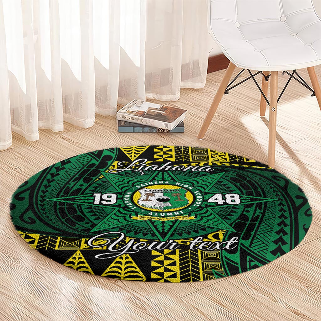 Personalised Tonga Liahona High School Round Carpet Since 1948 Special Kupesi Pattern