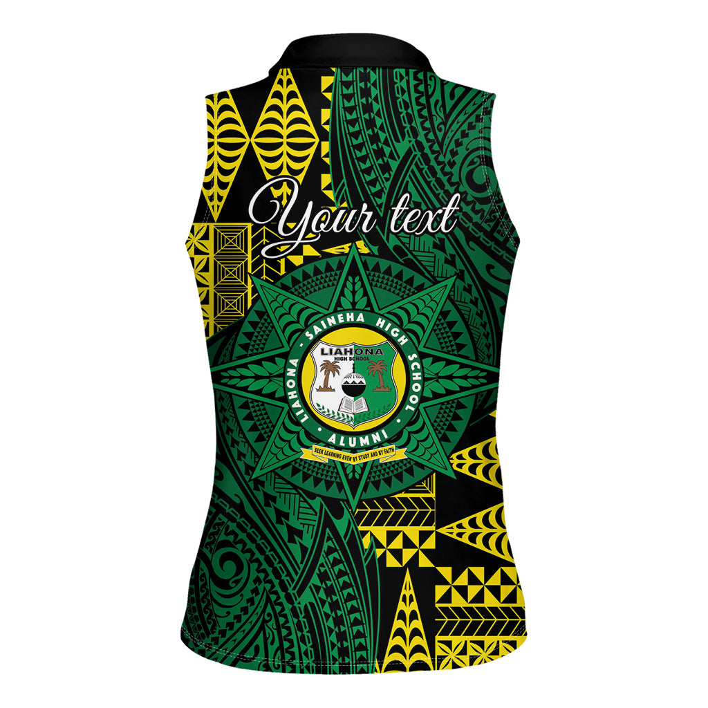 Personalised Tonga Liahona High School Women Sleeveless Polo Shirt Since 1948 Special Kupesi Pattern