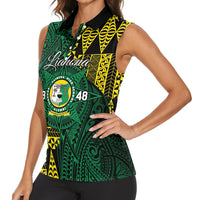 Personalised Tonga Liahona High School Women Sleeveless Polo Shirt Since 1948 Special Kupesi Pattern