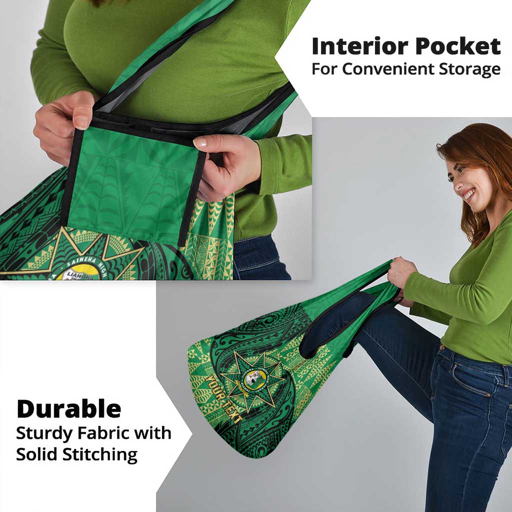 Personalised Tonga Saineha High School Grocery Bag Since 1978 Special Kupesi Pattern