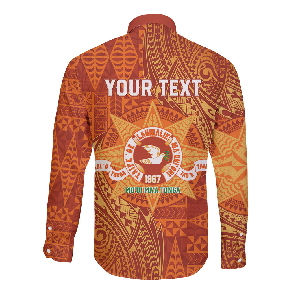 Personalised Tonga Tailulu College Long Sleeve Button Shirt Since 1967 Special Kupesi Pattern Version 1
