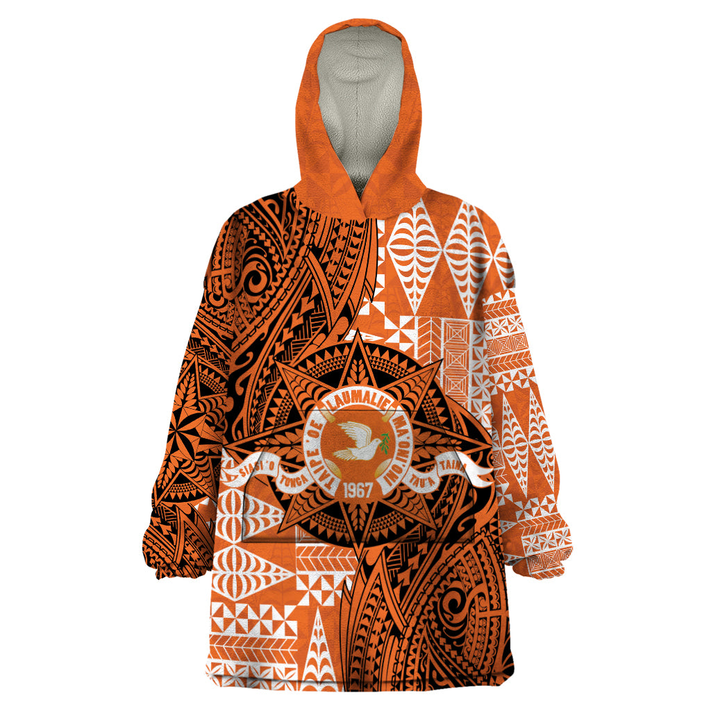 Personalised Tonga Tailulu College Wearable Blanket Hoodie Since 1967 Special Kupesi Pattern Version 2 LT9 One Size Black - Polynesian Pride