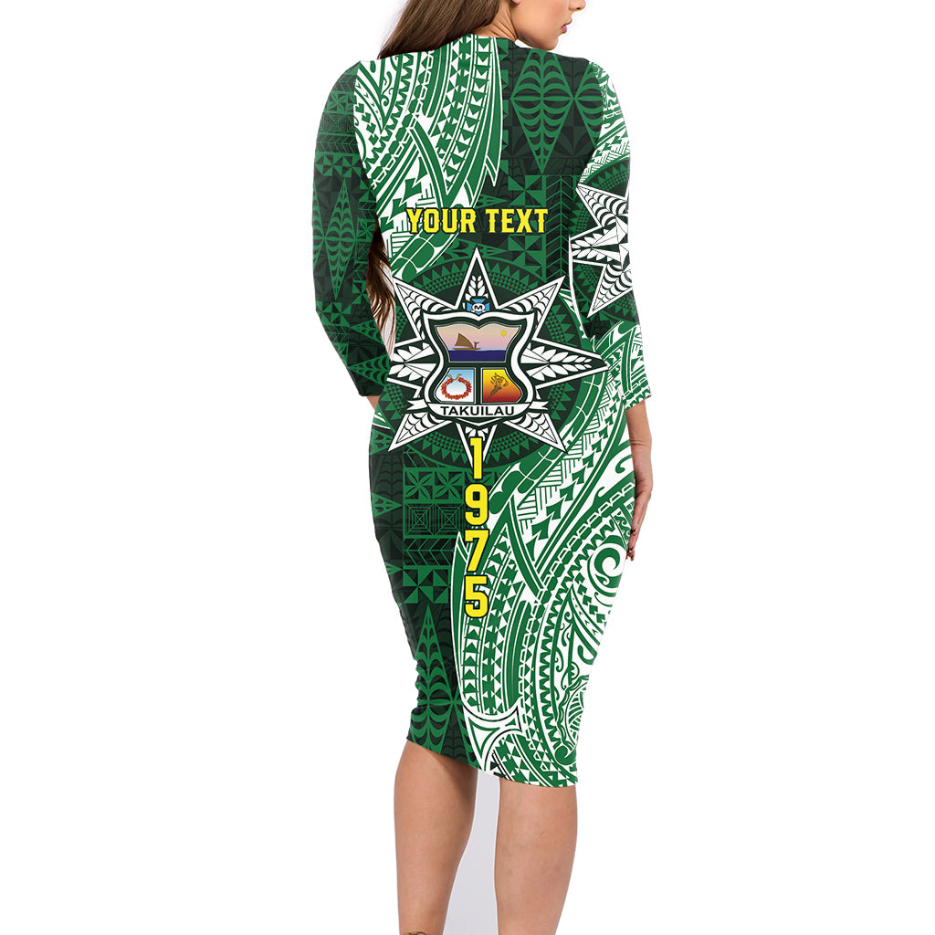 Personalised Tonga Takuilau College Family Matching Long Sleeve Bodycon Dress and Hawaiian Shirt Since 1975 Special Kupesi Pattern