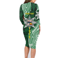 Personalised Tonga Takuilau College Family Matching Long Sleeve Bodycon Dress and Hawaiian Shirt Since 1975 Special Kupesi Pattern