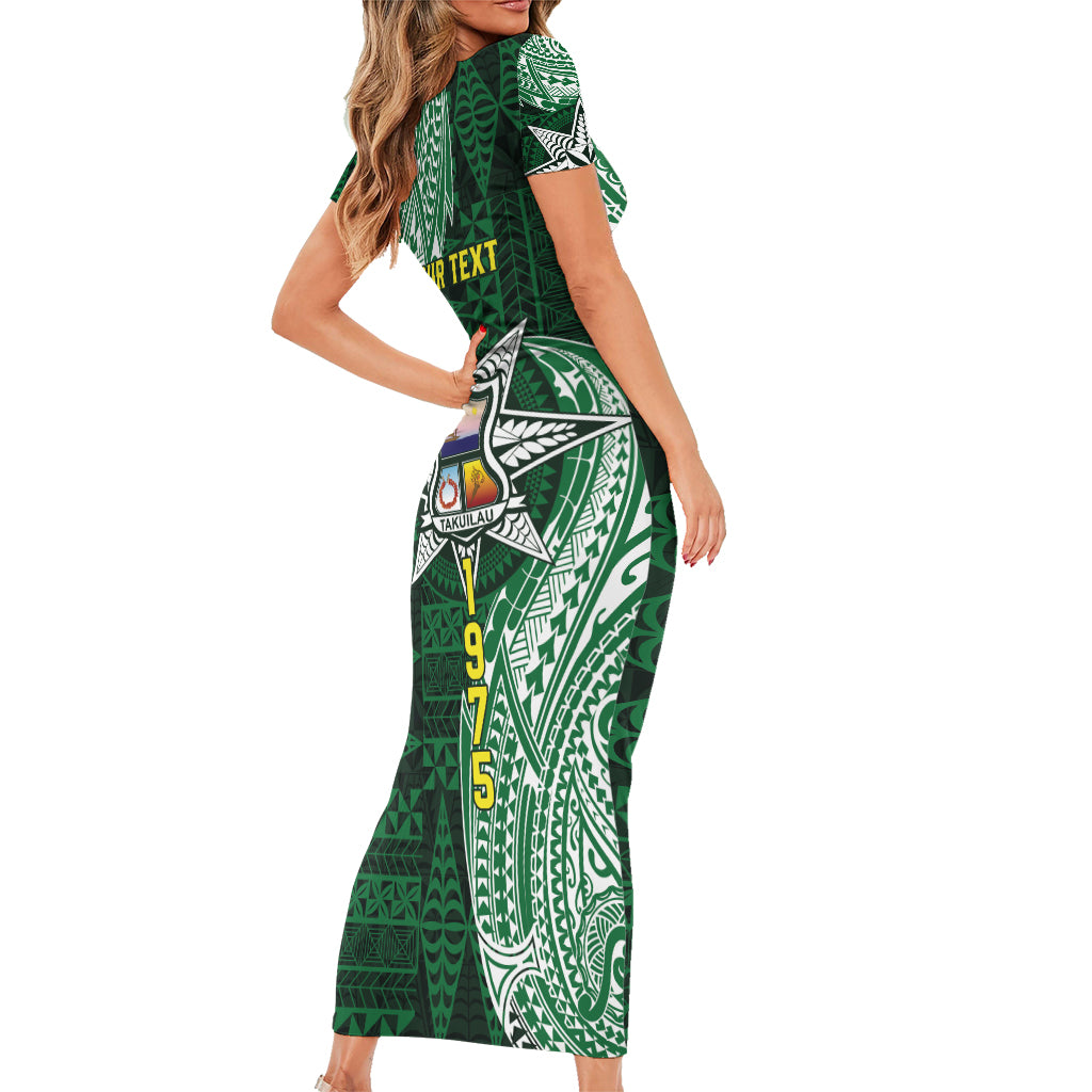 Personalised Tonga Takuilau College Short Sleeve Bodycon Dress Since 1975 Special Kupesi Pattern
