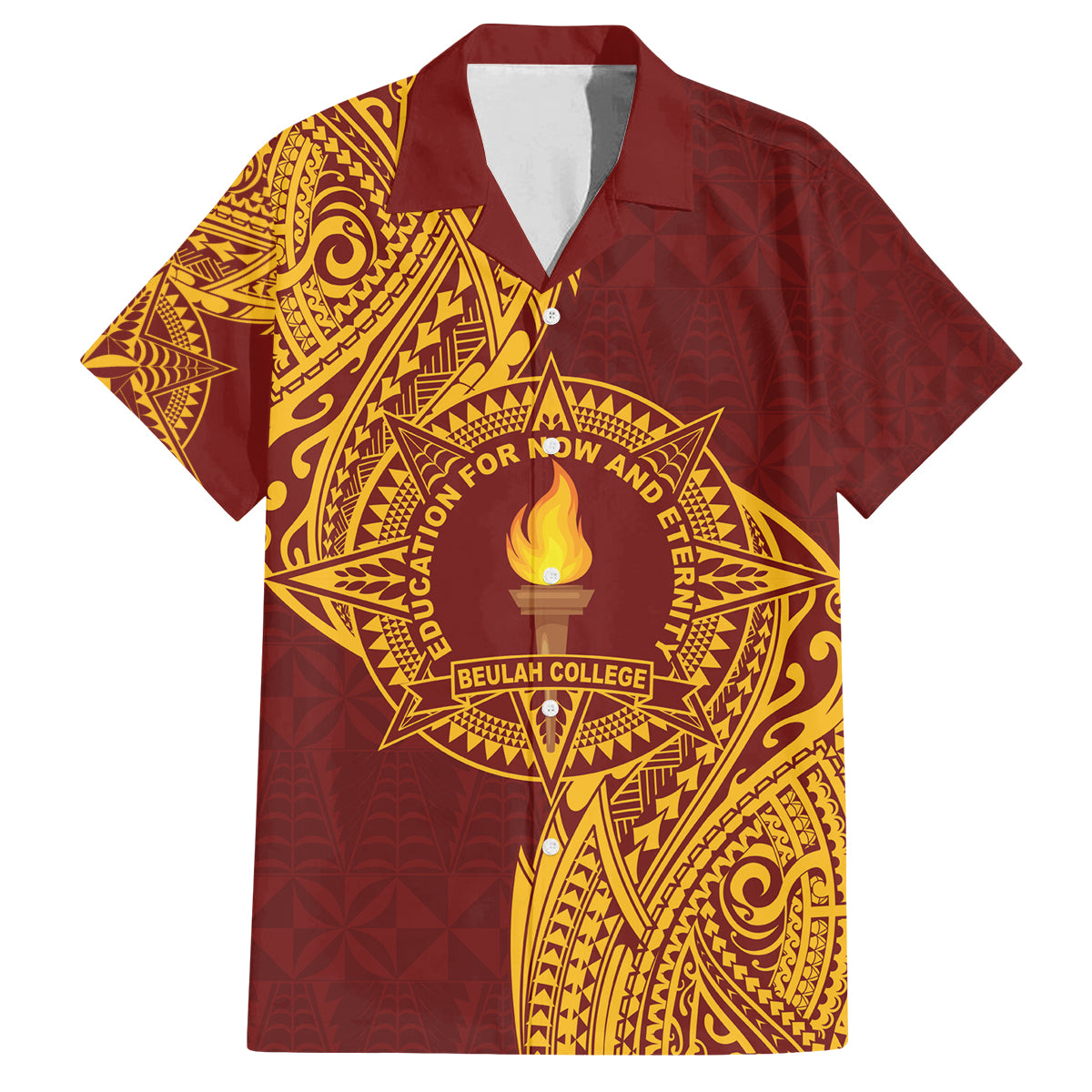 Personalised Tonga Beulah College Family Matching Off The Shoulder Long Sleeve Dress and Hawaiian Shirt Since 1938 Special Kupesi Pattern