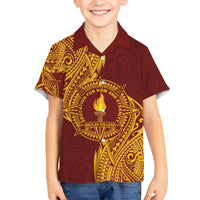 Personalised Tonga Beulah College Family Matching Off The Shoulder Long Sleeve Dress and Hawaiian Shirt Since 1938 Special Kupesi Pattern