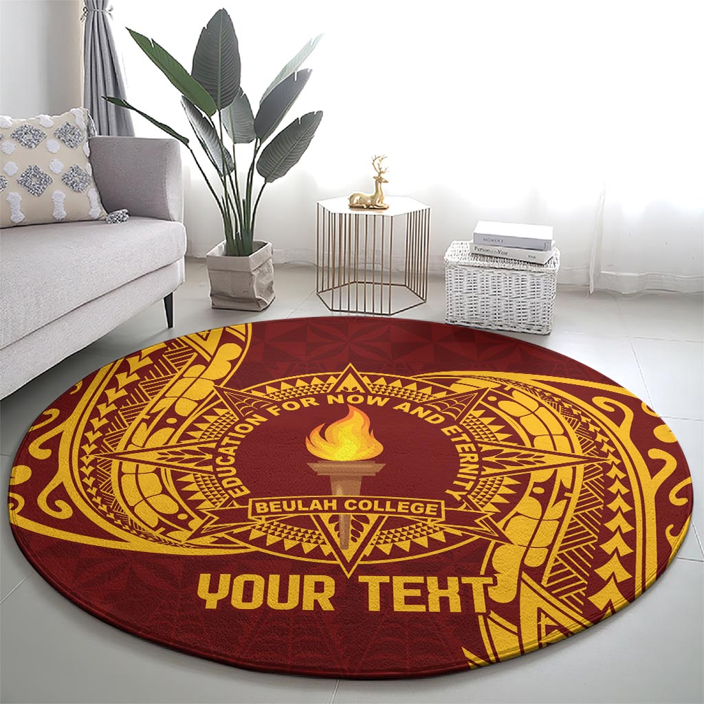 Personalised Tonga Beulah College Round Carpet Since 1938 Special Kupesi Pattern