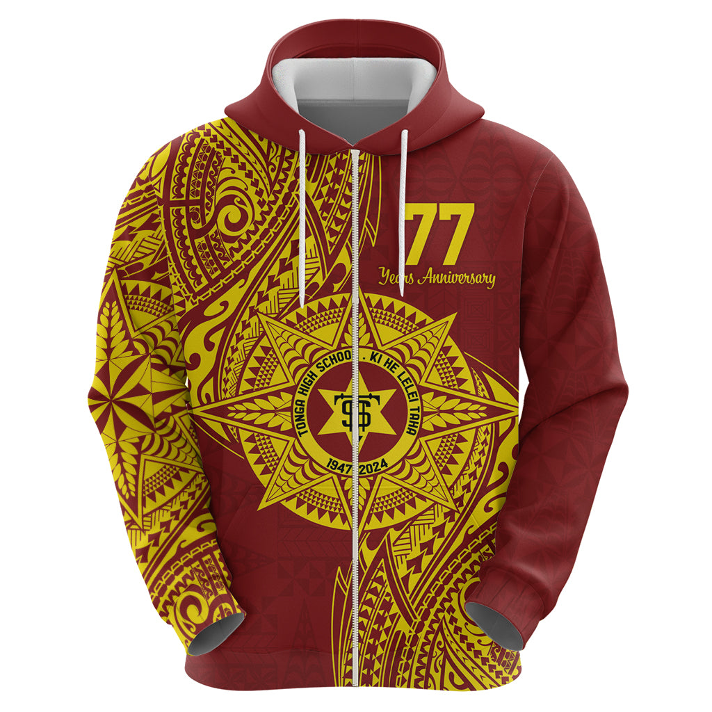 Personalised Tonga High School 77th Anniversary Zip Hoodie Special Kupesi Pattern