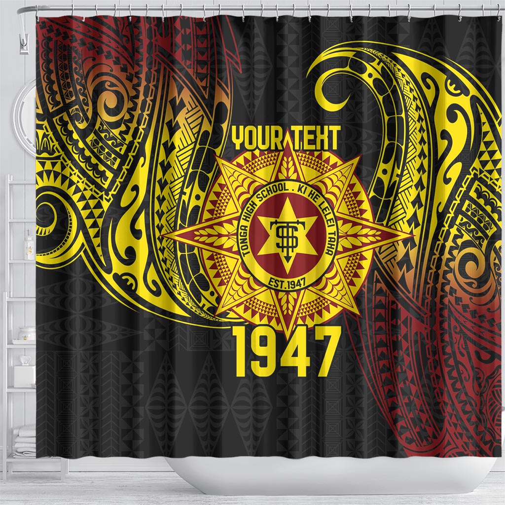Personalised Tonga High School Shower Curtain Since 1947 Special Kupesi Pattern