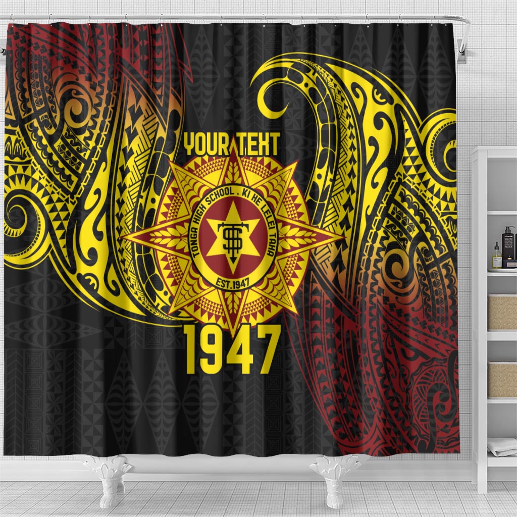 Personalised Tonga High School Shower Curtain Since 1947 Special Kupesi Pattern