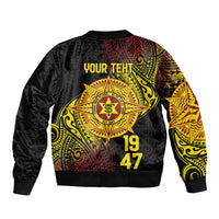 Personalised Tonga High School Sleeve Zip Bomber Jacket Since 1947 Special Kupesi Pattern